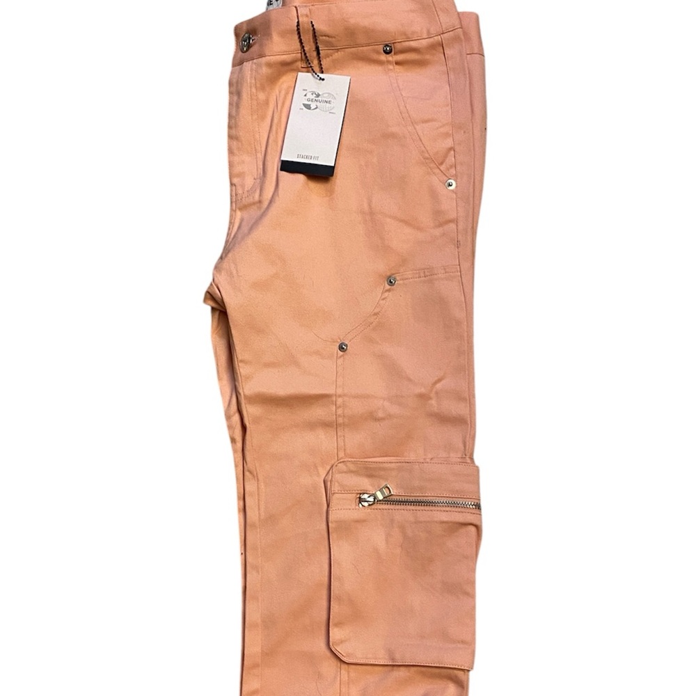 🆕 GENUINE Mens Edgy Stack Fit Twill pants with cargo zipper pockets